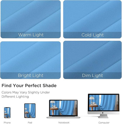 CUCRAF Light Blue Blackout Curtains 72 inch Length 2 Panels Set, Rod Pocket Room Darkening Drapes for Bedroom Living Room, Insulated Thermal Light Blocking Window Curtain (W52 x L72 Inch)