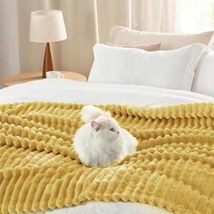 Bedsure GentleSoft Yellow Full Blanket for Couch - Cozy Soft Blankets for Women, Cute Small Fleece Throws for Girls, Birthday Gifts for Women Decor Gifts for Mom, 84x90 Inches