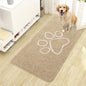 OLANLY Dog Door Mat for Muddy Paws 44x24, Paw Print Design, Absorbs Moisture and Dirt, Absorbent Non-Slip Washable Doormat, Quick Dry Chenille Mud Mat for Dogs, Entry Indoor Entryway Carpet, Beige