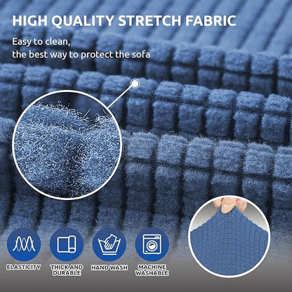 KEKUOU Stretch Loveseat Sofa Cover Slipcover,Couch Covers for 2 Cushion Couch Sofa (55"-78") Furniture Protector Sofa with Elastic Bottom for Kids,Dog. Jacquard Small Checked (Medium,Riverside)