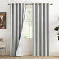 NICETOWN Grey Living Room Completely Shaded Linen Draperies, 2 Pieces, W62 x L72, Privacy Protection & Noise Reducing Ring Top Drapes, White Lined Insulated Window Treatment Curtain Panels