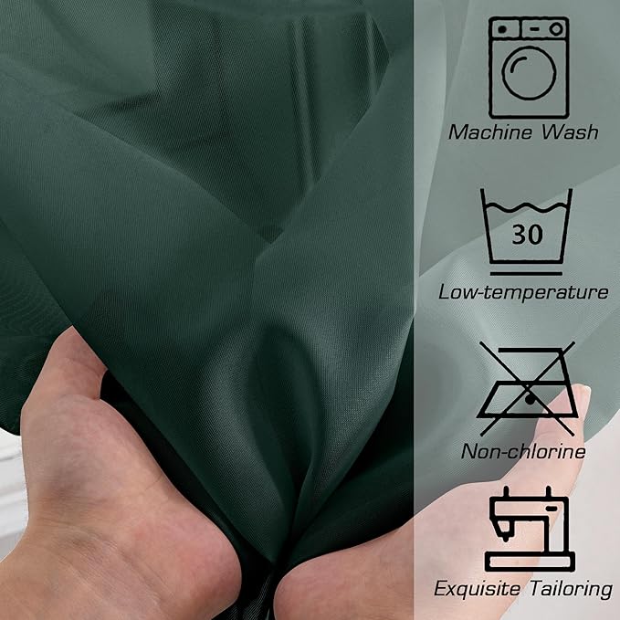 OWENIE Green Sheer Curtains 78 Inches Long for 2 Panels Set for Christmas, Solid Light Filtering Fimly Voile Sheer Curtains for Living Room Bedroom, Hunter Green, 42" x78