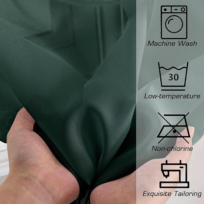 OWENIE Green Sheer Curtains 78 Inches Long for 2 Panels Set for Christmas, Solid Light Filtering Fimly Voile Sheer Curtains for Living Room Bedroom, Hunter Green, 42" x78