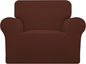 Easy-Going Stretch Chair Sofa Slipcover 1-Piece Couch Sofa Cover Furniture Protector Soft with Elastic Bottom for Kids, Pet. Spandex Jacquard Fabric Small Checks (Chair, Coffee)