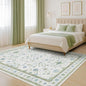 Hazo Haus Oushak Area Rug for Bedroom 5x7 - Blue and Green Vintage Boho Floral Geometric, Washable Low Pile Non Slip Area Rugs for Nursery Room, Foyer, Cozy Aesthetic Room Decor