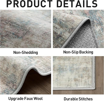 2'6''x8' Runner Rugs Washable Rug: Modern Abstract Hallway Runner Rug Indoor Soft Low Pile Thin Carpet Anti-Skid Non-Shedding Carpets for Kitchen, Entryway, Laundry, Bedroom - Multi Color