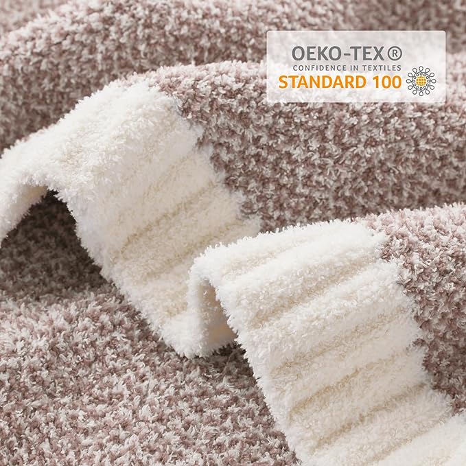 Snuggle Sac Taupe Blankets Twin Size, Reversible Super Soft Bed Blanket Warm Cozy Knit Fuzzy Plush Lightweight Blankets for Bed, Sofa, Living Room, Hotel, Heather Taupe, 60x80 inches