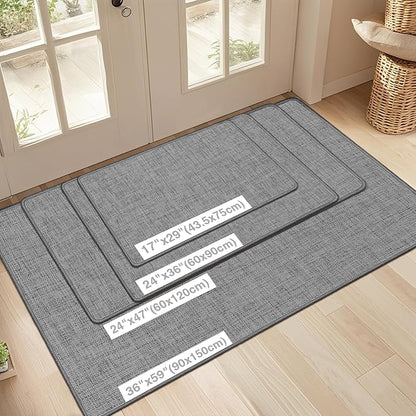 LEKEEPGO Ultra Thin Indoor Door Mat 24"x47", Low-Profile Door Mat Indoor Entrance, Non Slip Rubber Backing Inside Doormat Washable Welcome Front Entryway Dirt Trapper Entry Mat, Grey