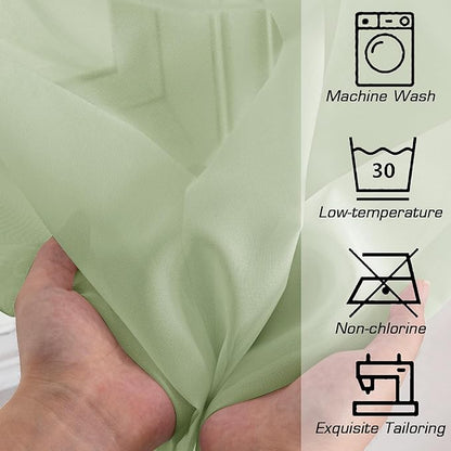 OWENIE Sheer Curtain 96 Inch Long 2 Panels Set, Light Filtering Clear Rod Pocket Soft Sheer Curtain 95 for Bedroom/Living Room, 2Pcs, Each 42" W x 96" L, Light Grey