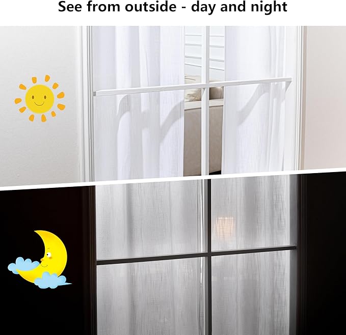 MYSKY HOME White Curtains 84 Inch Length for Living Room, Semi Sheer Cotton Blend Soft Touch Light Filtering Drapes for Doorways Sliding Glass Door 1 Panel, 100" Wide per Panel, White