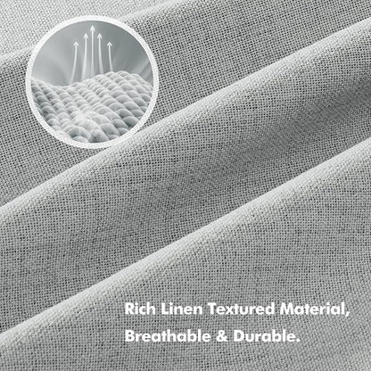 MIULEE 100% Blackout Linen Curtains for Bedroom, Grey Solid Luxury Decor Thermal Insulation Room Darkening Drapes for Living Room Nursery Back Tab Rod Pocket 42 x 90 Inches, 2 Panels