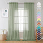 OVZME 2 Pieces Sage Green Sheer Curtains 108" Length for Farmhouse, Light Filtering Window Panel for Living Room Bedroom Dining, Sage Green, Each W42 X L108