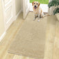 OLANLY Dog Door Mat for Muddy Paws 70x24, Absorbs Moisture and Dirt, Absorbent Non-Slip Washable Doormat, Quick Dry Chenille Mud Mat for Dogs, Entry Indoor Entryway Carpet for Inside Floor, Beige