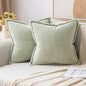 MIULEE Spring Decorative Throw Pillow Covers for Couch Bed Livingroom 20x20 Inch Set of 2 Light Green Boho Accent Throw Pllows Broadside Striped Patchwork Soft Corduroy Summer Pillowcases