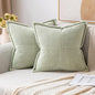 MIULEE Spring Decorative Throw Pillow Covers for Couch Bed Livingroom 18x18 Inch Set of 2 Light Green Boho Accent Throw Pllows Broadside Striped Patchwork Soft Corduroy Summer Pillowcases