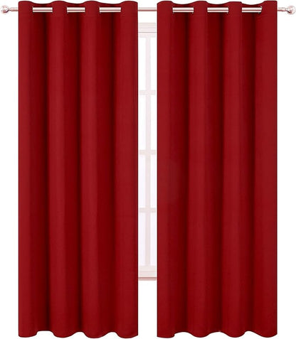 LEMOMO Blackout Curtains 66 x 84 inch/Red Curtains Set of 2 Panels/Thermal Insulated Room Darkening Bedroom Curtains