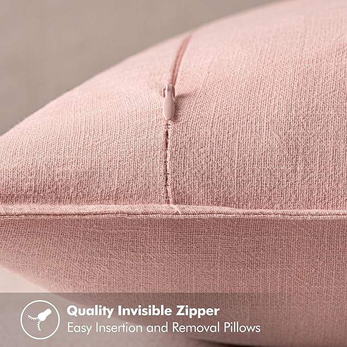 MIULEE Decorative Linen Pillow Covers 20x20 Inch Pink Boho Farmhouse Neutral Valentine Spring Couch Throw Pillows for Bed Pack of 2 Accent Modern Pillowcase Sofa Livingroom Home Decor