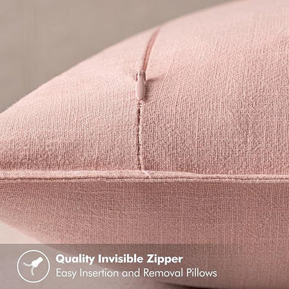 MIULEE Decorative Linen Pillow Covers 20x20 Inch Pink Boho Farmhouse Neutral Valentine Spring Couch Throw Pillows for Bed Pack of 2 Accent Modern Pillowcase Sofa Livingroom Home Decor
