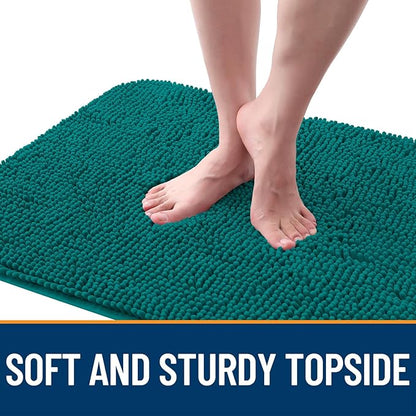 OLANLY Dog Door Mat for Muddy Paws 70x24, Absorbs Moisture and Dirt, Absorbent Non-Slip Washable Doormat, Quick Dry Chenille Mud Mat for Dogs, Entry Indoor Entryway Carpet for Inside Floor, Lake Blue