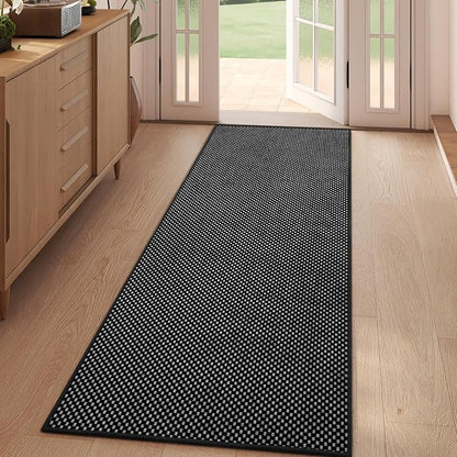 YDKGL 2x5 ft Hallway Runner Rug Boho Woven Washable Long Kitchen Runner Rugs Mat Non Slip, Soft Entryway Laundry Hall Runner Floor Carpet for Indoor Backdoor Bedroom Kitchen Living Room, Black