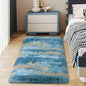 Soft Runner Rugs for Bedroom Hallways, 2x4 Abstract Blue Fluffy Shag Throw Area Rug Non Slip for Bedside Dorm, Long Shaggy Furry Carpet for Nursery Living Room