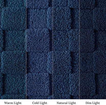Exclusivo Mezcla King Size Flannel Fleece Blanket, Super Soft and Warm Lightweight Checkered Pattern Blankets for All Seasons, 90x104 Inches, Navy Blue