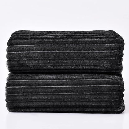 BEDELITE Fleece Blanket Queen Size – 3D Ribbed Jacquard Soft and Warm Decorative Fuzzy Blankets – Cozy, Fluffy, Plush Lightweight Throw Blankets for Couch, Bed, Sofa(Black, 90x90 inches)