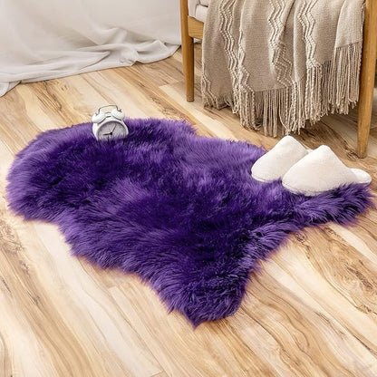 MIULEE Luxury Super Soft Fluffy Area Rug Faux Fur Sheepskin Rug Decorative Plush Shaggy Carpet for Bedside Sofa Floor Nursery 2 x 3 Feet, Purple