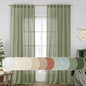 LAMIT Sage Green Linen Curtains for Living Room 108 inch Length 2 Panels, Light Filtering Semi Sheer Panels Back Tab and Rod Pocket Panels for Bedroom/Sliding Glass Door, 52 x 108 Inch