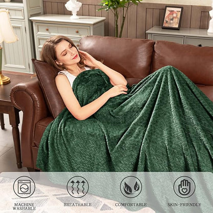 inhand Fleece Blanket for Bed, Super Soft Flannel Cozy King Bed Blanket for Adults, Washable Lightweight Fuzzy Bed Blanket for Office Sofa, Warm Plush Blankets for All Season (90"×108", Green)