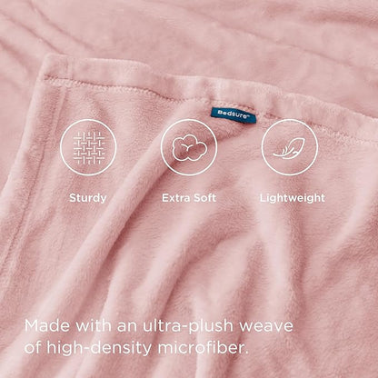 Bedsure GentleSoft Pink Throw Blanket for Couch - 300GSM Soft Cozy Fleece Blankets for Home Decor Gifts, 50x60 Inches