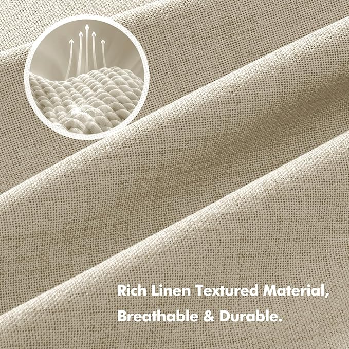 MIULEE 100% Blackout Linen Curtains for Bedroom, Cobblestone Solid Luxury Decor Thermal Insulation Room Darkening Drapes for Living Room Nursery Back Tab Rod Pocket 42 x 63 Inches, 2 Panels