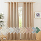 NICETOWN Living Room Linen Curtains Thick Flax Texture 96 inch Long, Grommet Semi Sheer Privacy Assured with Light Filtering Drapes for Bedroom/Living Room, Camel, W55 x L96, 2 Panels