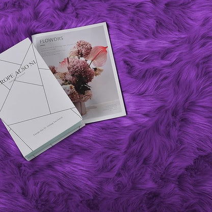 Goolela Purple Area Rug 9x12 Fluffy Fuzzy Furry Carpet for Bedroom Living Room Faux Sheepskin Fur Plush Rectangle