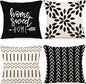 YCOLL Pillow Covers 18x18 Set of 4, Modern Sofa Throw Pillow Cover, Decorative Outdoor Linen Fabric Pillow Case for Couch Bed Car, Black