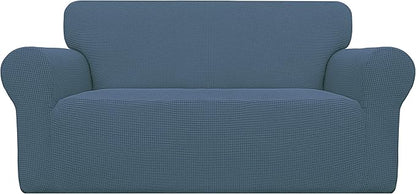 Easy-Going Stretch Oversized Loveseat Slipcover 1-Piece Sofa Cover Furniture Protector Couch Soft with Elastic Bottom for Kids Polyester Spandex Jacquard Fabric Small Checks Bluestone