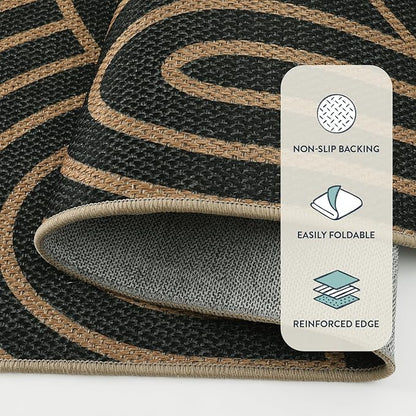 Lahome Enfys Modern Rainbow Easy Jute Patio Rug, 3x5 Washable Rugs for Entryway Farmhouse Carpet, Non Slip Indoor Door Mat Contemporary Throw Carpet for Laundry Guestroom Room Porch Decor