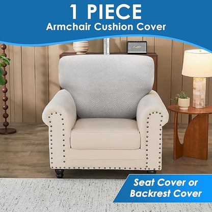 XINEAGE Couch Cushion Covers Seat Cushion Cover Thick Stretch Sofa Slipcovers 1 Piece Individual Couch Covers with Elastic Bottom(Single Seat Cushion/Backrest,Silver Grey)