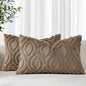 decorUhome Throw Pillow Covers 12x20 Inch Set of 2, Soft Plush Faux Wool Light Brown Solid Couch Pillow Covers, Accent Farmhouse Neutral Rectangle Pillow Cases for Sofa Bed Living Room