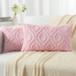 decorUhome Summer Throw Pillow Covers 12x20 Inch Set of 2, Soft Plush Faux Wool Light Pink Solid Couch Pillow Covers, Accent Farmhouse Neutral Rectangle Pillow Cases for Sofa Bed Living Room