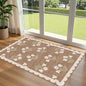 3x5 Floral Entry Rug - Small Washable Indoor Outdoor Mats for Front Door Non-Slip Porch Rug Tan Boho Neutral Farmhouse Throw Rugs for Living Room Bedroom Entryway Kitchen Office Porch Decor