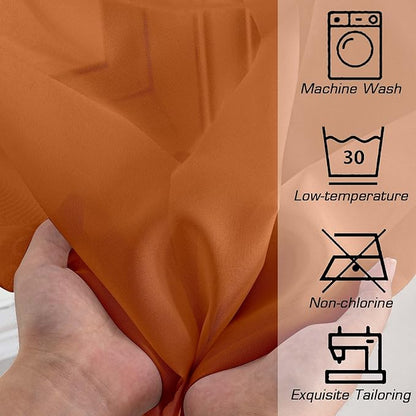 OWENIE Sheer Curtains 72 Inches Long 2 Panels Set, Light Filtering Sheer Curtain Rod Pocket Clear Drapes for Living Room Bedroom Window Sliding Door, Each 42 x 72 Inch, Orange