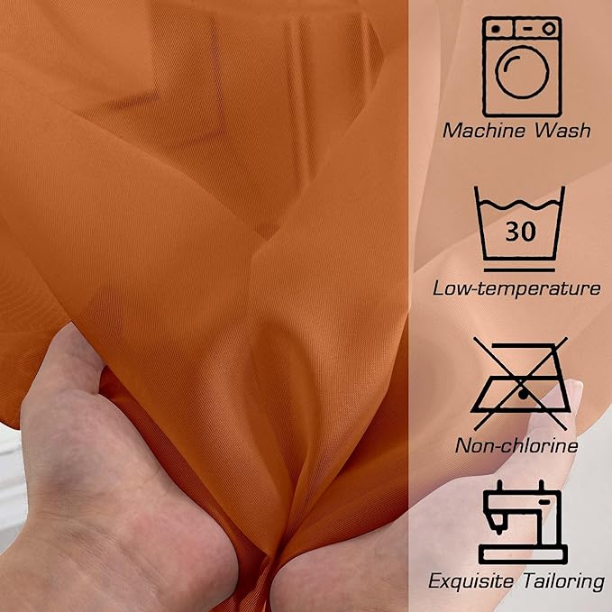 OWENIE Sheer Curtains 54 inches Long for Living Room Bedroom, Rod Pocket Light Filtering Voile Sheers Panels Drapes Small Window Treatments 2 Panels, 42" W x 54" L, Orange