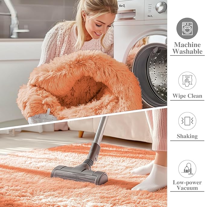 OLANLY 2x8 Machine Washable Runner Rugs for Hallway, Soft Fluffy Shaggy Bedside Rugs for Bedroom, Living Room, Indoor Floor Carpet for Kids Girls and Boys, Home Decor Aesthetic, Muted Orange