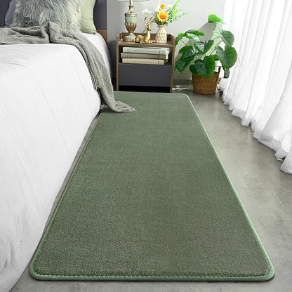 Amearea Modern Soft Hallway Runner Rug, 2x6 Fluffy Bedroom Bedside Rugs, Washable Long Runner Rugs for Hallway, Non Slip Memory Foam Rug Carpet for Entrance Kitchen Living Room Decor, Sage Green