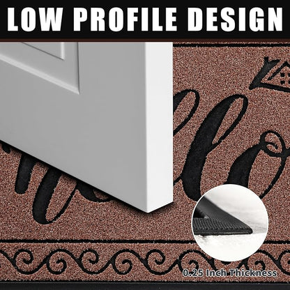 Yimobra Welcome Mats for Front Door 29.5x17, Heavy Duty Waterproof Outdoor Door Mat Outside Entrance, Non-Slip Low Profile Indoor Entryway Mat for Garage Patio, Maroon