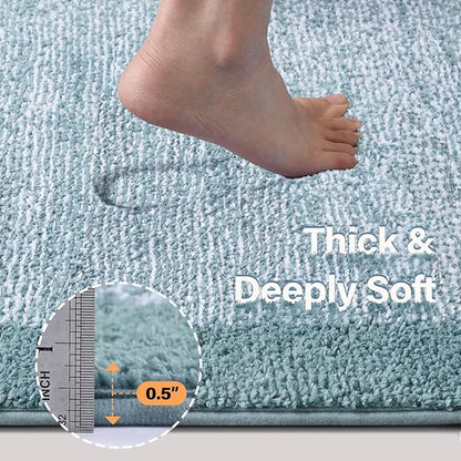 48x24 Long Bathroom Rugs Washable Non Slip, Dusty Blue Bath Mat for Bathroom Floor Tub, Soft Absorbent Quick Dry Mats for Shower, Bathtub,Home Decor