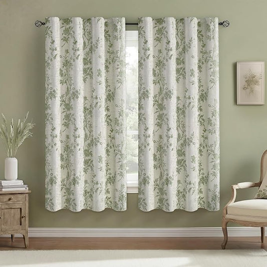 Floral Blackout Curtains Sage Green Printed Curtains Floral Blackout Curtains Farmhouse Boho Cottagecore Spring Curtains for Bedroom Modern Living Room