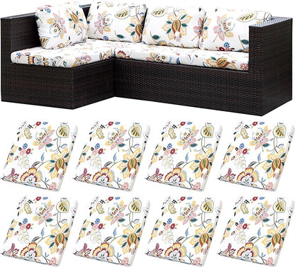 8Pcs Stretch Patio Cushion Covers,Outdoor Couch Covers Replacement,Outdoor Couch & Sofa Slipcovers,for Patio Furniture Cushion Covers,Washable Reusable Furniture Protector (Vivid, Cover Only)