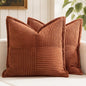 MIULEE Dark Rust Decorative Throw Pillow Covers for Couch Bed Livingroom 18x18 Inch Set of 2 Boho Accent Throw Pllows Broadside Striped Patchwork Soft Corduroy Pillowcases
